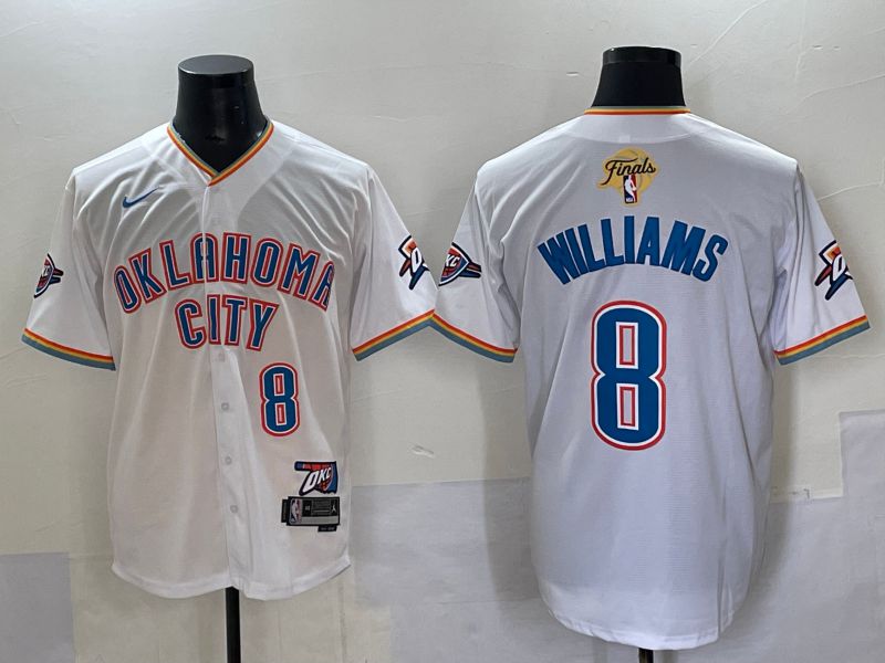 Men 2025 Oklahoma City Thunder #8 Williams White Nike Joint Name NBA Jersey style 42